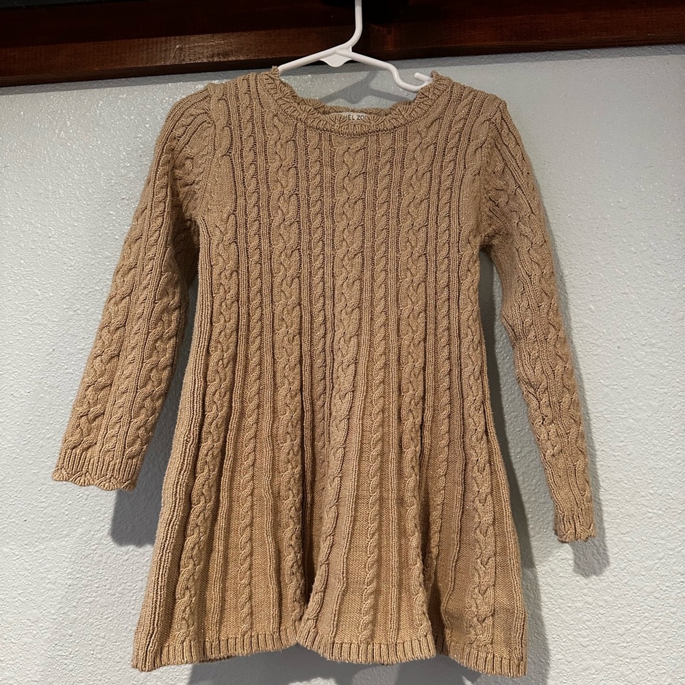 Toddler Girl Size 4T Rachel Zoe Tan Cable Knit Dress